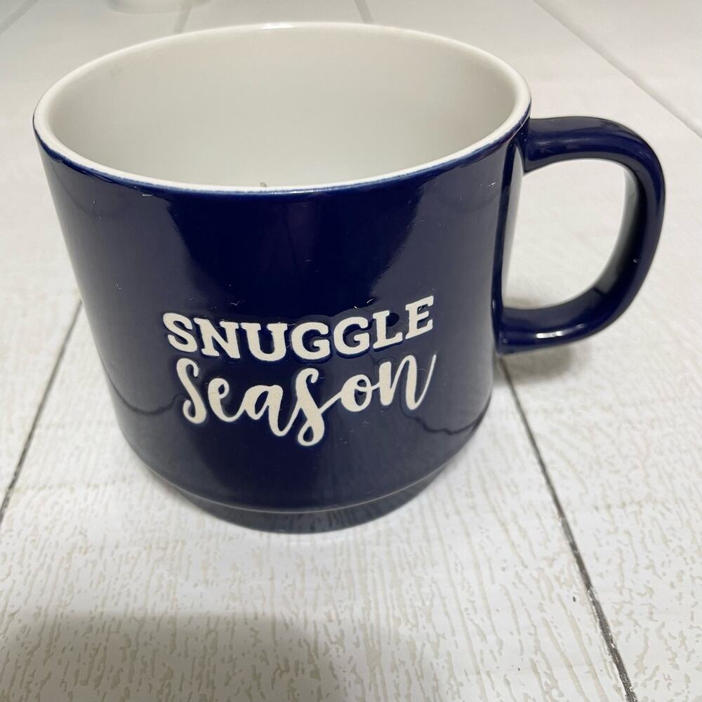 Blue Snuggle Season Mug Stoneware Coffee Cup